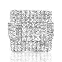 Load image into Gallery viewer, Mens 10K White Gold Square Top Diamond Ring 3.15 CT
