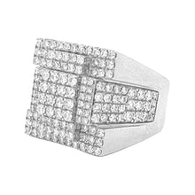 Load image into Gallery viewer, Mens 10K White Gold Square Top Diamond Ring 3.15 CT
