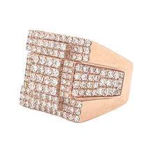 Load image into Gallery viewer, Mens 10K Rose Gold Square Top Diamond Ring 3.15 CT
