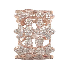 Load image into Gallery viewer, 10K Rose Gold Chrom Heart Style Cross Eternity Diamond Band Ring 3.10 CT
