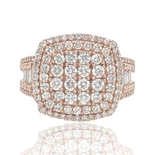 Load image into Gallery viewer, Mens 10K Rose Gold Pillow Top Baguette Diamond Ring 2.88 CT
