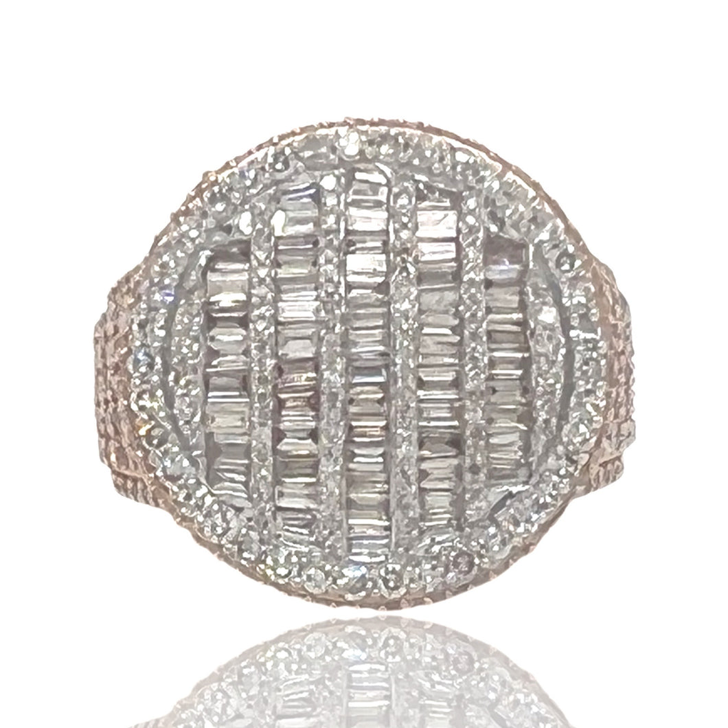 Mens 14K Rose Gold Dome Pinky Baguette Diamond Ring 5.33 CT