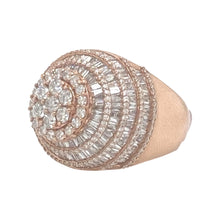 Load image into Gallery viewer, Mens 14K Rose Gold Dome Pinky Baguette Diamond Ring 3.49 CT
