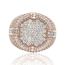 Load image into Gallery viewer, Mens 14K Rose Gold Round 3D Pinky Baguette Diamond Ring 6.41 CT
