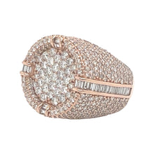 Load image into Gallery viewer, Mens 14K Rose Gold Round 3D Pinky Baguette Diamond Ring 6.41 CT
