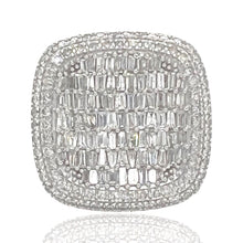 Load image into Gallery viewer, Mens 14K White Gold Square Shape 3D Baguette Diamond Ring 6.0 CT
