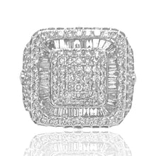 Load image into Gallery viewer, Mens 14K White Gold Pillow 3D Baguette Diamond Ring 7.7 CT
