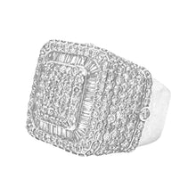 Load image into Gallery viewer, Mens 14K White Gold Pillow 3D Baguette Diamond Ring 7.7 CT
