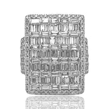 Load image into Gallery viewer, Mens 14K White Gold XL Rectangular Top Baguette Diamond Ring 4.4 CT
