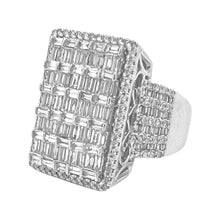 Load image into Gallery viewer, Mens 14K White Gold XL Rectangular Top Baguette Diamond Ring 4.4 CT
