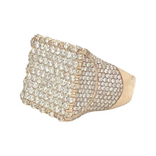 Load image into Gallery viewer, Mens 14K Yellow Gold XL Square Top 3D Honeycomb Diamond Ring 6.5 CT
