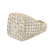 Load image into Gallery viewer, Mens 10K Yellow Gold Square Dome 3D Honeycomb VS Diamond Ring 7.5 CT
