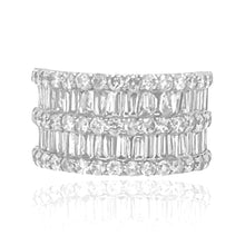 Load image into Gallery viewer, Unisex 10K White Gold Baguette Round Diamond Band Ring 3.64 CT
