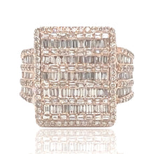 Load image into Gallery viewer, Mens 10K Rose Gold Rectangular Top Baguette Diamond Ring 2.69 CT
