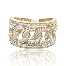 Load image into Gallery viewer, Mens 10K Yellow Gold Miami Cuban Diamond Band Ring 0.67 CT
