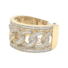 Load image into Gallery viewer, Mens 10K Yellow Gold Miami Cuban Diamond Band Ring 0.67 CT
