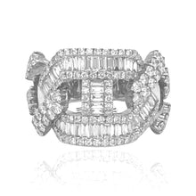 Load image into Gallery viewer, Mens 10K White Gold Mariner Cuban Baguette Diamond Band Ring 2.85 CT
