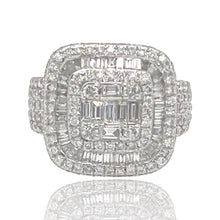 Load image into Gallery viewer, Mens 14K White Gold Square Shape 3D Baguette Diamond Ring 4.6 CT
