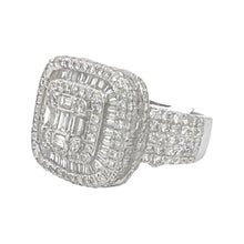 Load image into Gallery viewer, Mens 14K White Gold Square Shape 3D Baguette Diamond Ring 4.6 CT
