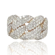 Load image into Gallery viewer, Mens 14K Yellow Gold Miami Cuban Honeycomb Diamond Band Ring 2.85 CT
