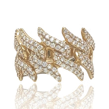 Load image into Gallery viewer, Mens 10K Yellow Gold Spike Miami Cuban Diamond Band Ring 1.58 CT
