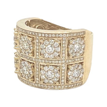 Load image into Gallery viewer, Mens 10K Yellow Gold XL Two Row Cluster Diamond Band Ring 2.4 CT
