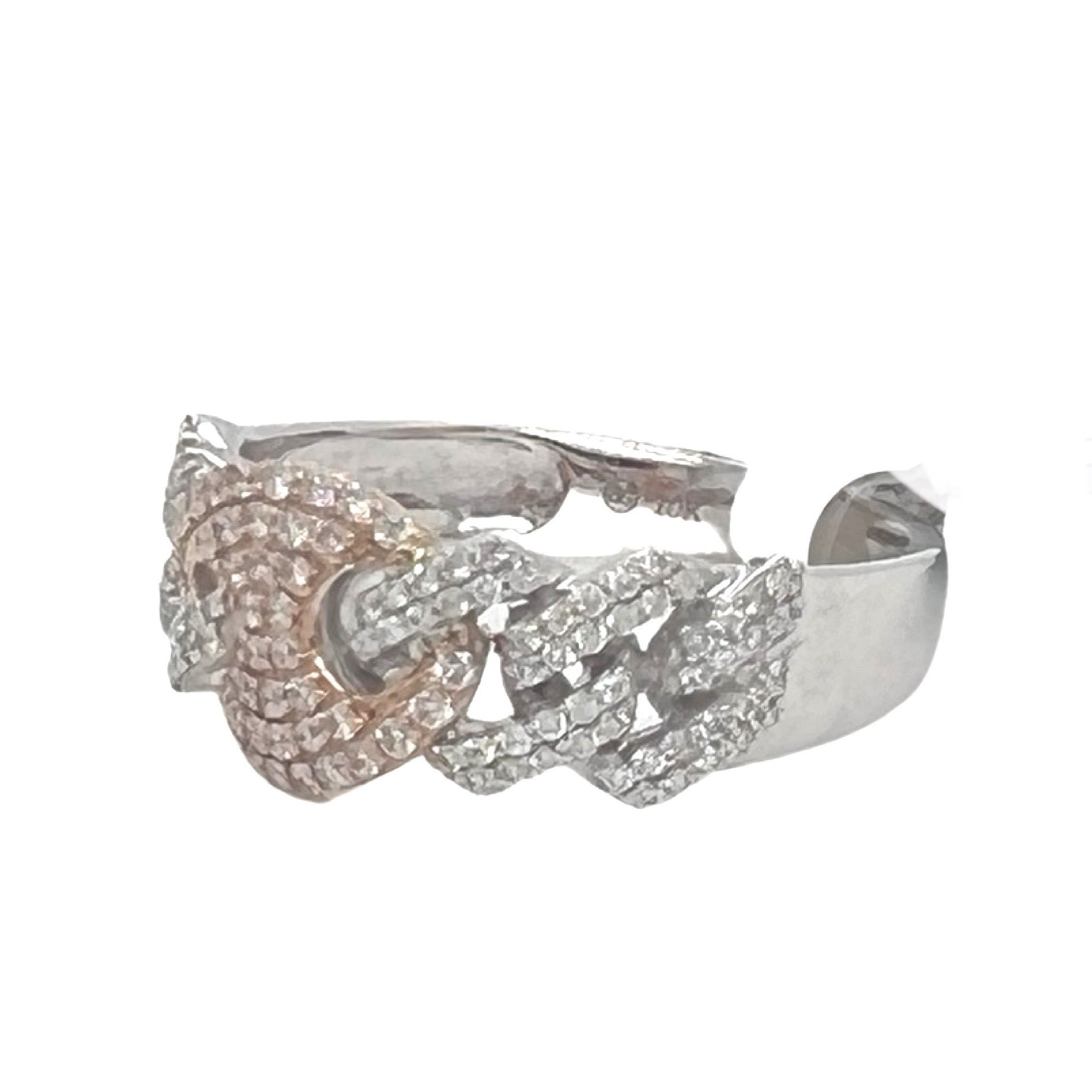 14K Two-Tone Gold Mariner Cuban Diamond Band Ring 0.60 CT