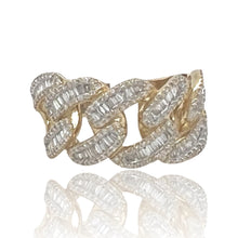 Load image into Gallery viewer, Mens Yellow Gold Miami Cuban Baguette Diamond Band Ring 1.33 CT
