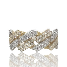 Load image into Gallery viewer, Mens 10K Two-Tone Gold Prong Set Miami Cuban Diamond Band Ring 1.07 CT
