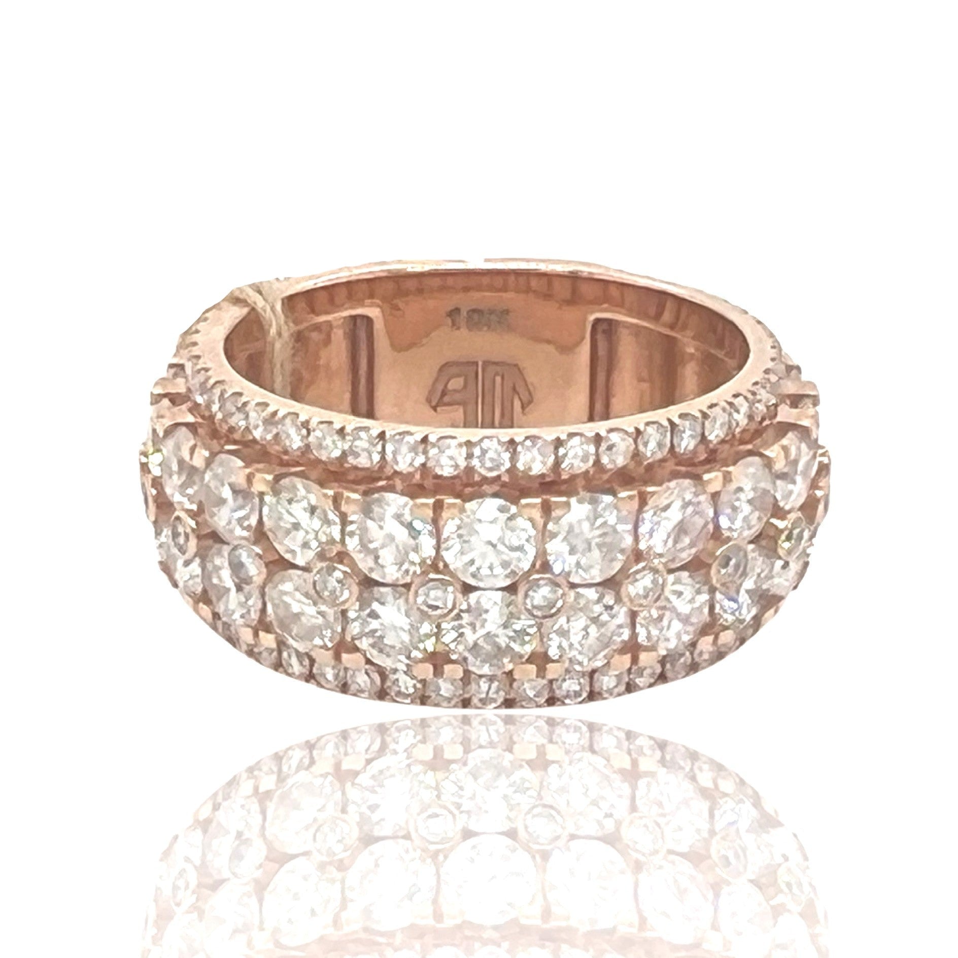Mens 10K Rose Gold Solitaire Wedding Diamond Band Ring 7.08 CT