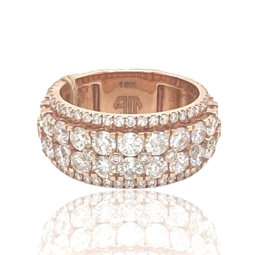 Mens 10K Rose Gold Solitaire Wedding Diamond Band Ring 7.08 CT