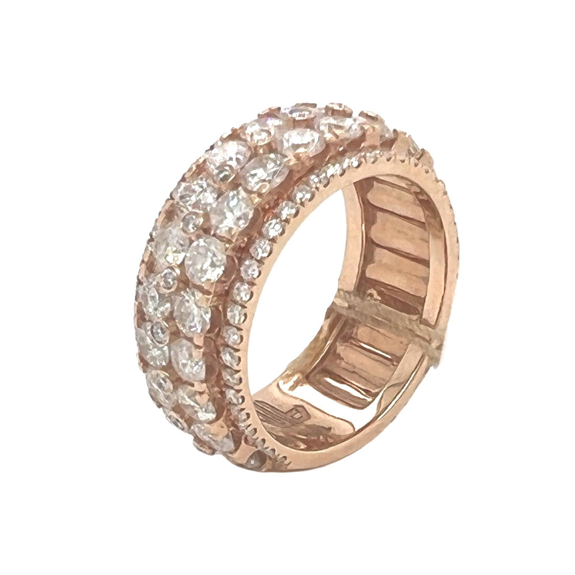 Mens 10K Rose Gold Solitaire Wedding Diamond Band Ring 7.08 CT
