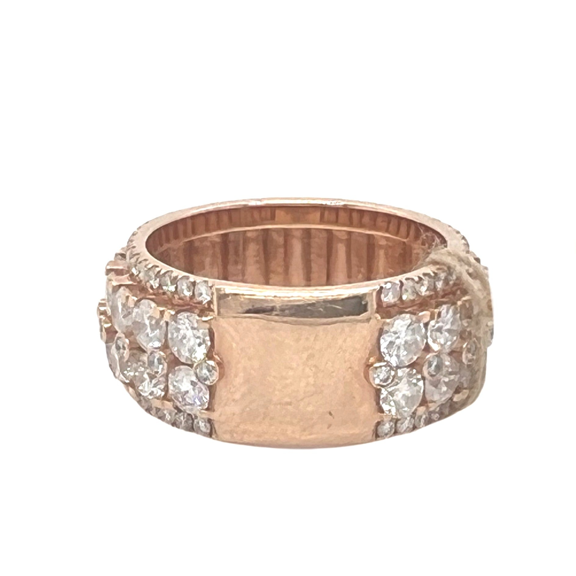 Mens 10K Rose Gold Solitaire Wedding Diamond Band Ring 7.08 CT