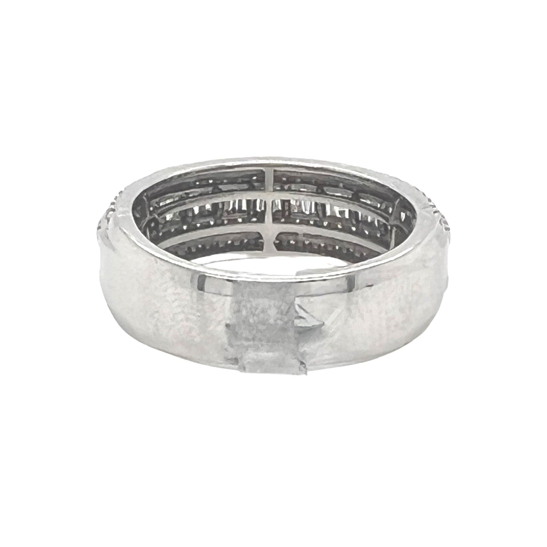 Unisex 14K White Gold Baguette Round Diamond Wedding Band Ring 1.55 CT