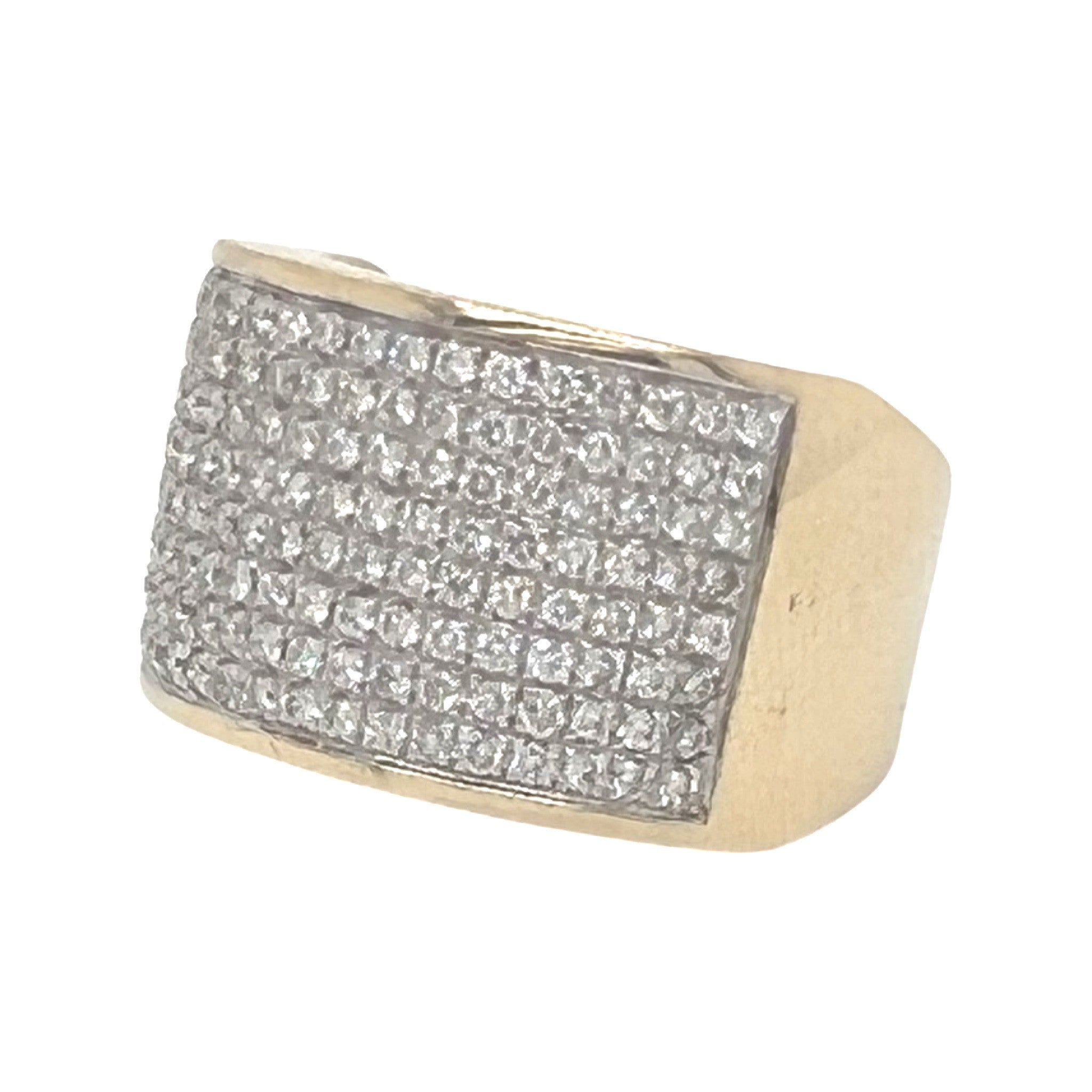 Mens 14K Yellow Gold Wedding Pave Diamond Band Ring 1.75 CT