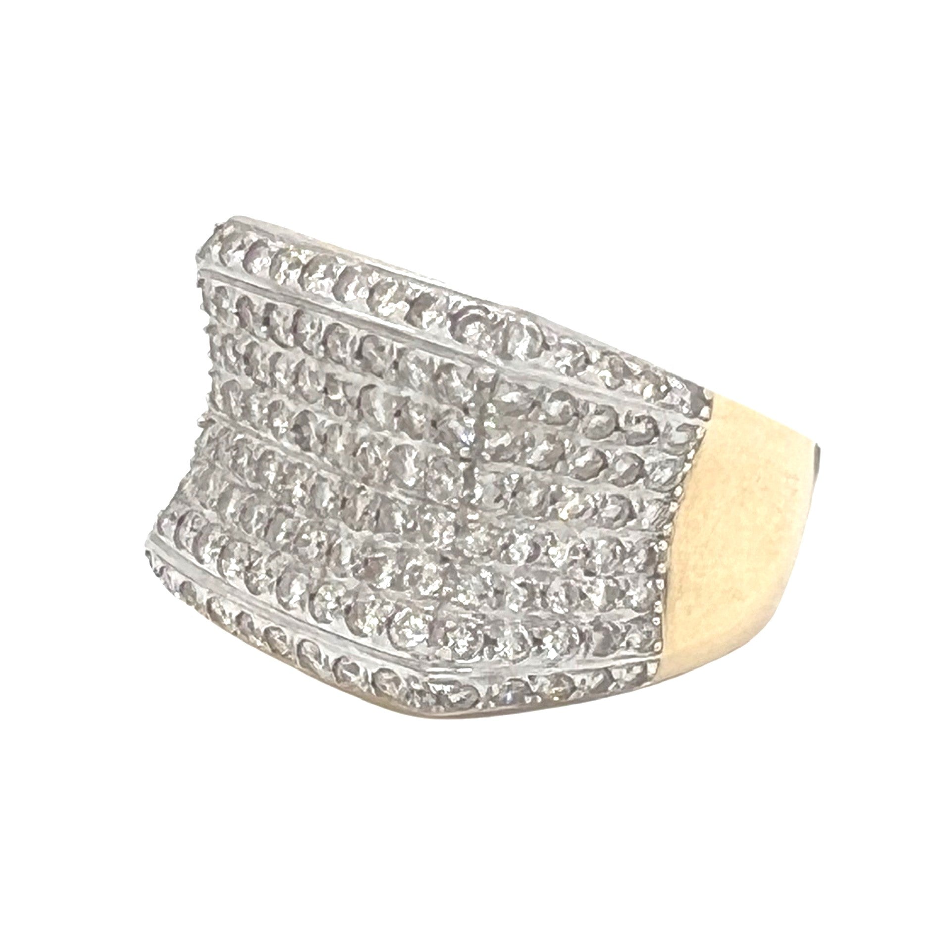 Mens 14K Yellow Gold Concave Top Diamond Band ng 3.5 CT