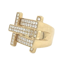 Load image into Gallery viewer, Mens 10K Yellow Gold Railroad Pave Diamond Ring 1.82 CT
