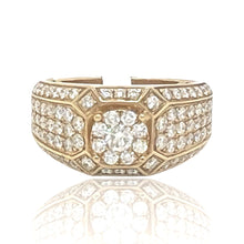 Load image into Gallery viewer, Mens 10K Yellow Gold Cluster Top Wedding Diamond Band Ring 2.06 CT
