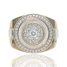 Load image into Gallery viewer, Mens 10K Two-Tone Gold Fluted Presidential Style Diamond Ring 0.97 CT
