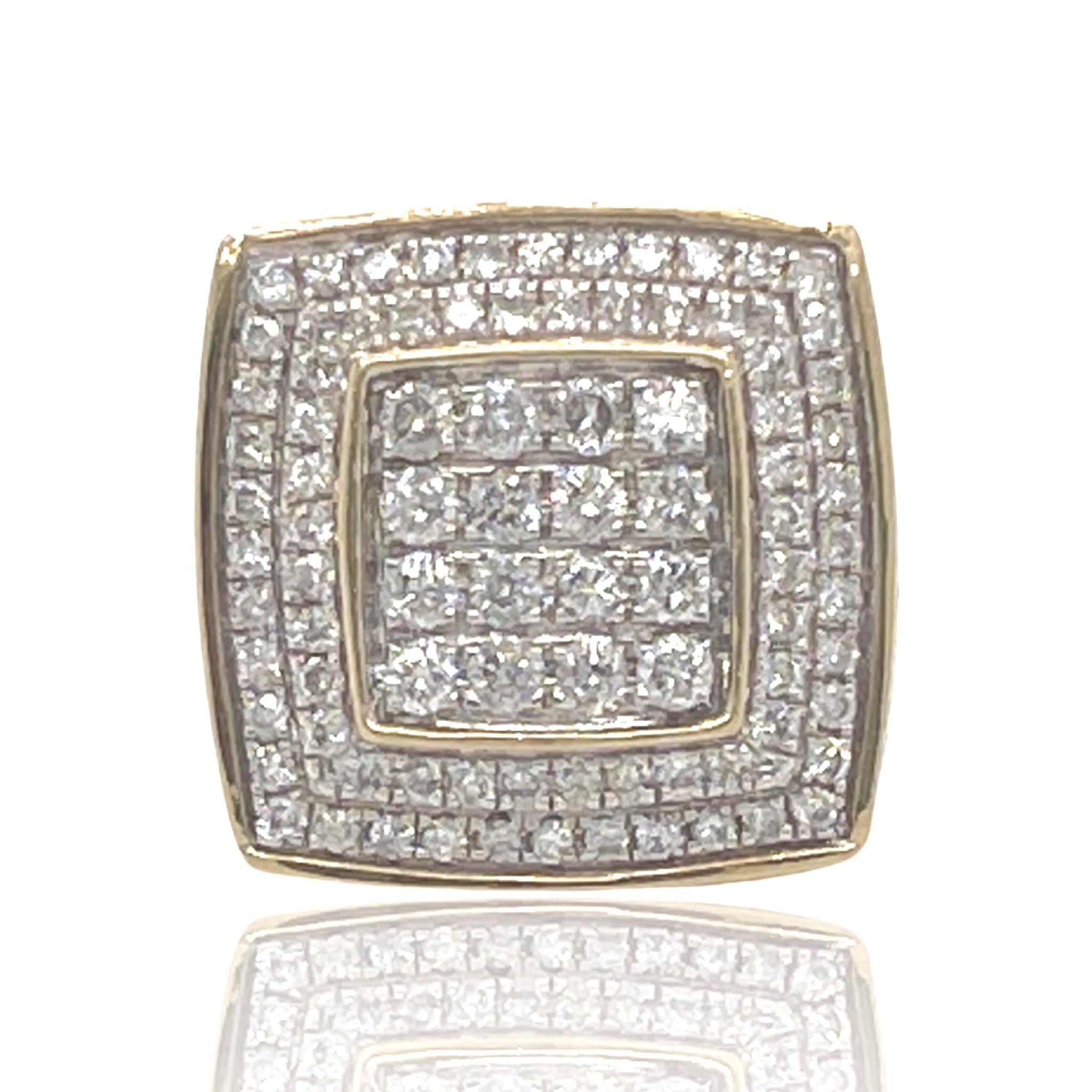 Mens 10K Yellow Gold Square Shape Pinky Diamond Ring 3.11 CT