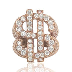 Mens 10K Rose Gold $ Dollar Sign Designer Diamond Ring 6.0 CT