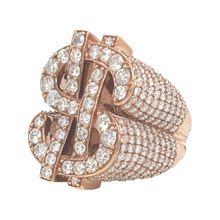 Load image into Gallery viewer, Mens 10K Rose Gold $ Dollar Sign Designer Diamond Ring 6.0 CT
