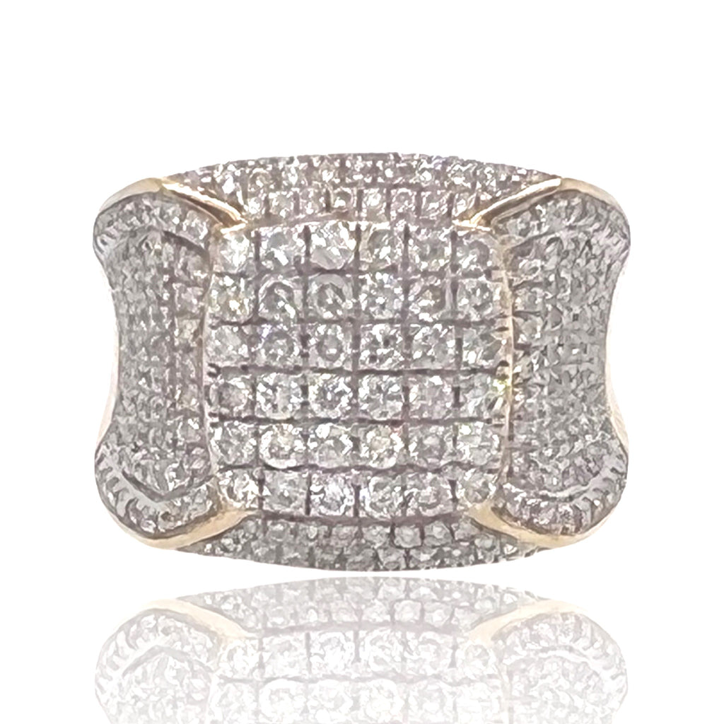 Mens 14K Yellow Gold Claw Shape Pinky Diamond Ring 2.5 CT