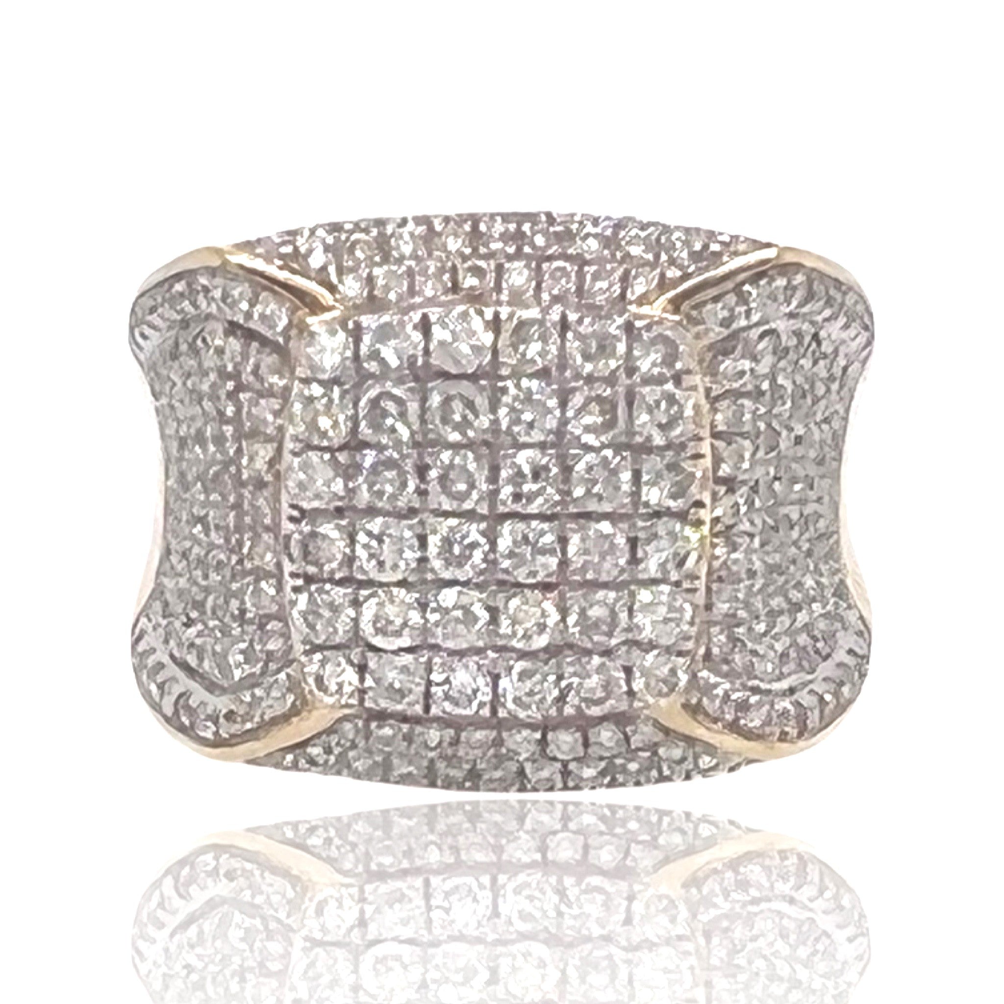 Mens 14K Yellow Gold Claw Shape Pinky Diamond Ring 2.5 CT