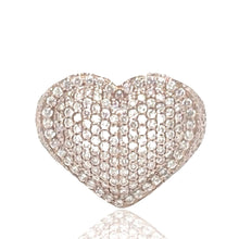 Load image into Gallery viewer, Unisex 14K Rose Gold 3D Puffed Heart Shape Diamond Ring 3.0 CT
