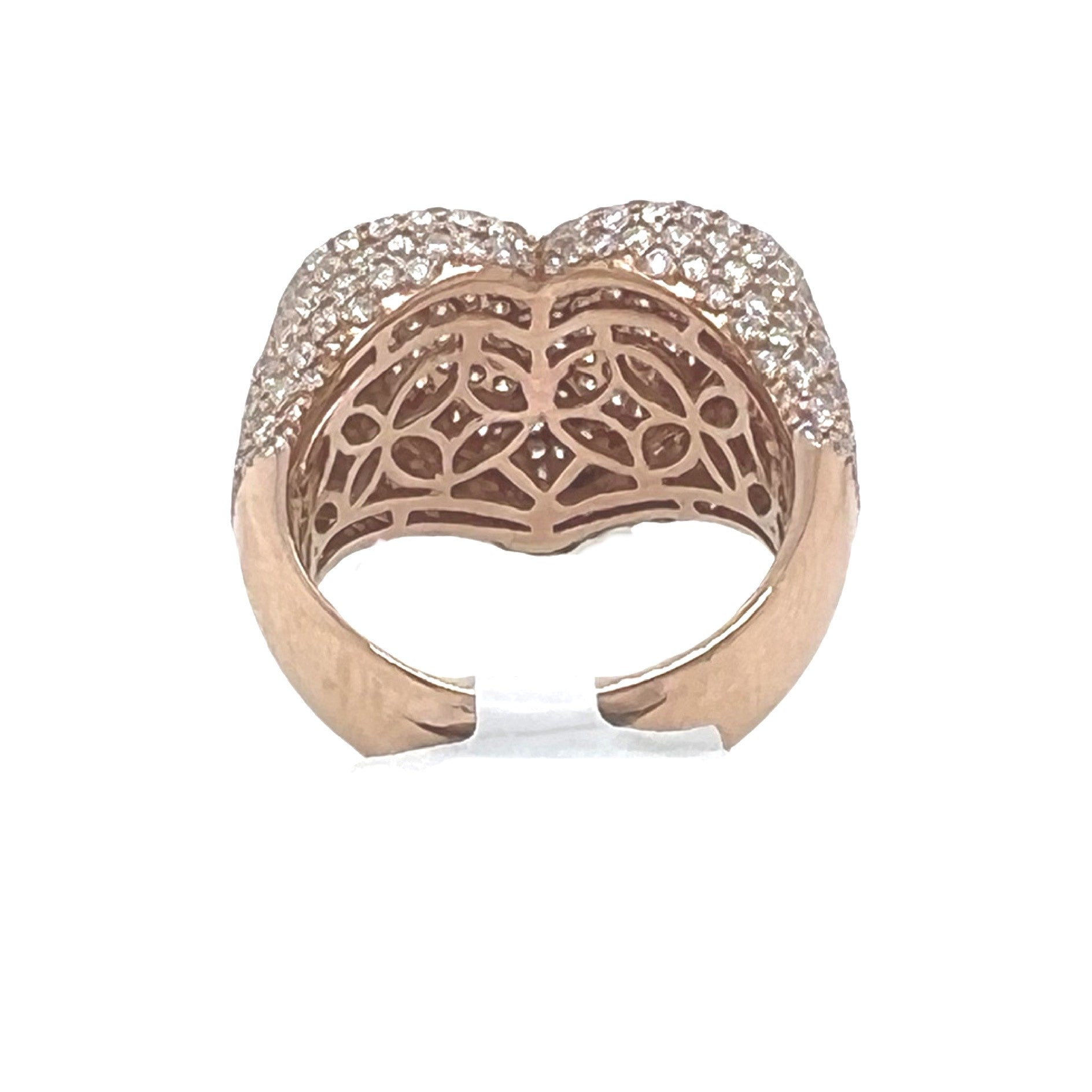 Unisex 14K Rose Gold 3D Puffed Heart Shape Diamond Ring 3.0 CT