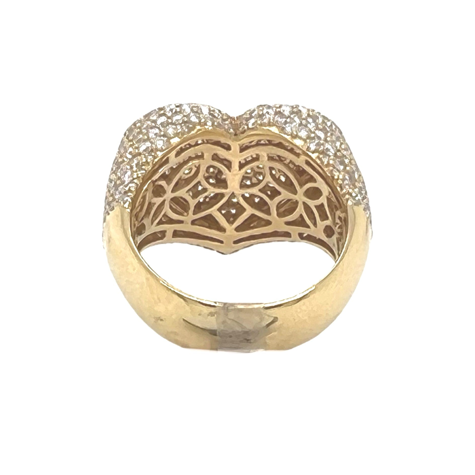 Unisex 14K Yellow Gold 3D Puffed Heart Shape Diamond Ring 3.0 CT