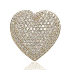 Unisex 10K Yellow Gold 3D Puffed Heart Shape Diamond Ring 6.23 CT