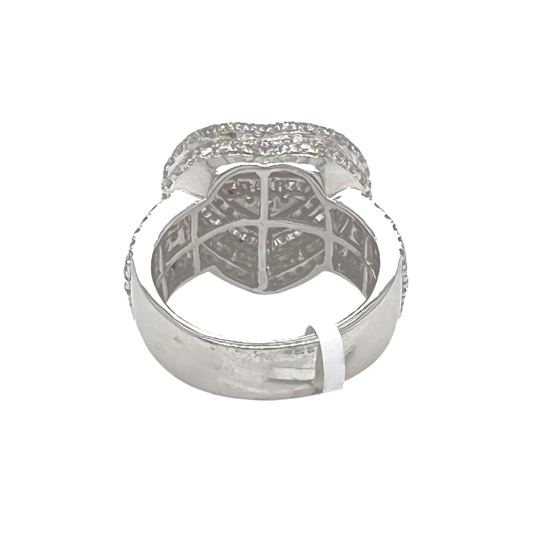 Unisex 14K White Gold 3D Heart Shape Baguette Diamond Ring 4.35 CT