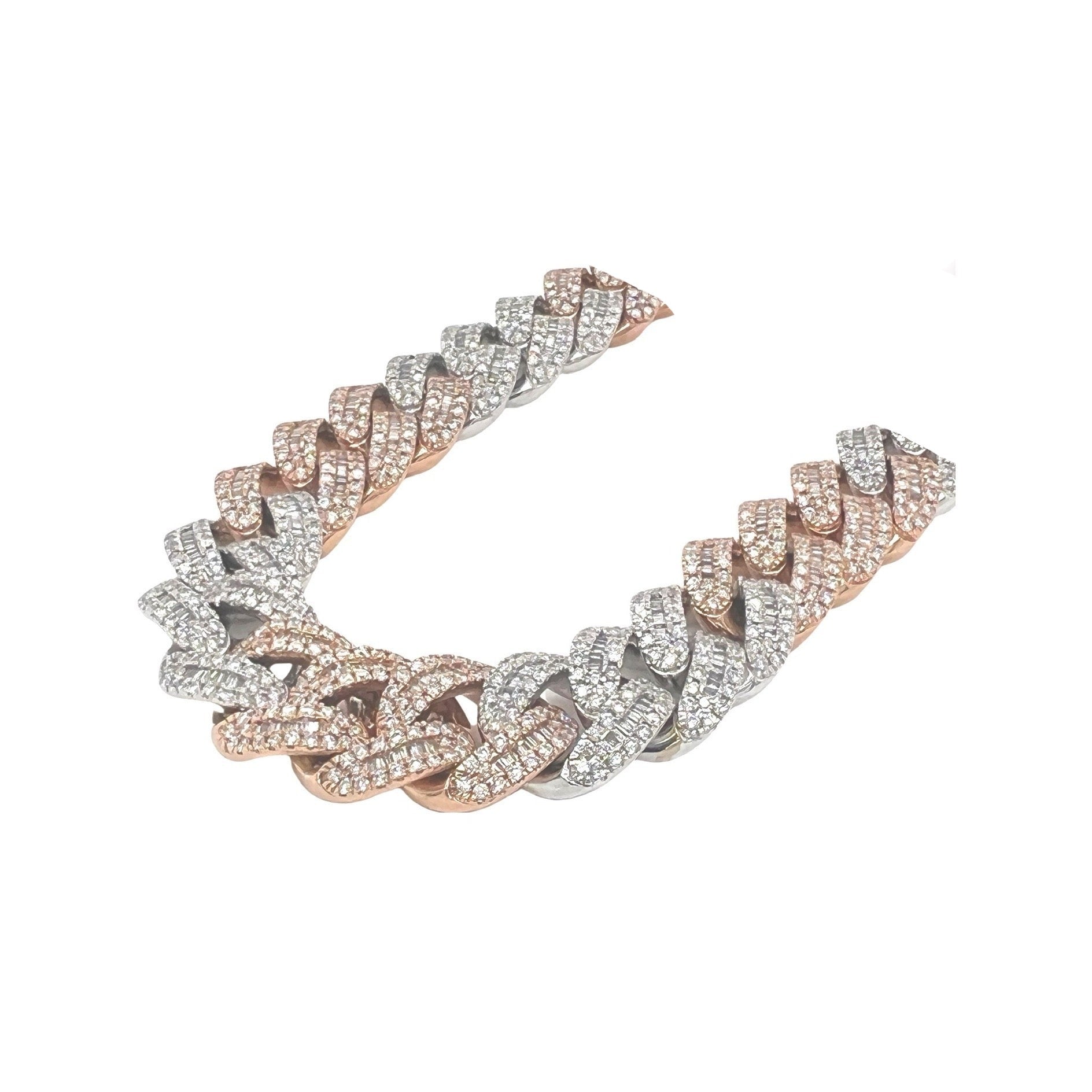 10K Two-Tone Gold 15MM Miami Cuban Baguette Diamond Chain 28.24 CT - 20"